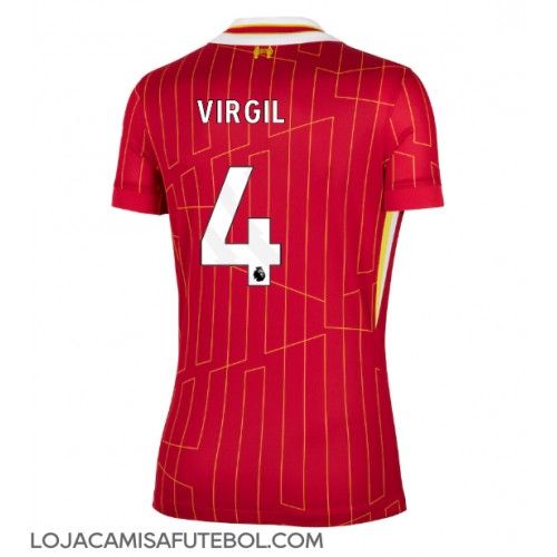 Camisa de Futebol Liverpool Virgil van Dijk #4 Equipamento Principal Mulheres 2024-25 Manga Curta